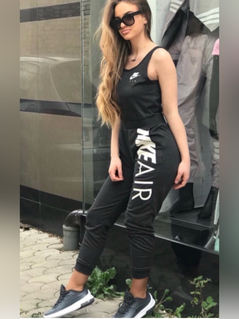 Nike Air dark grey Tank Jumpsuit with White 'NIKE AIR'  XL kids XS women